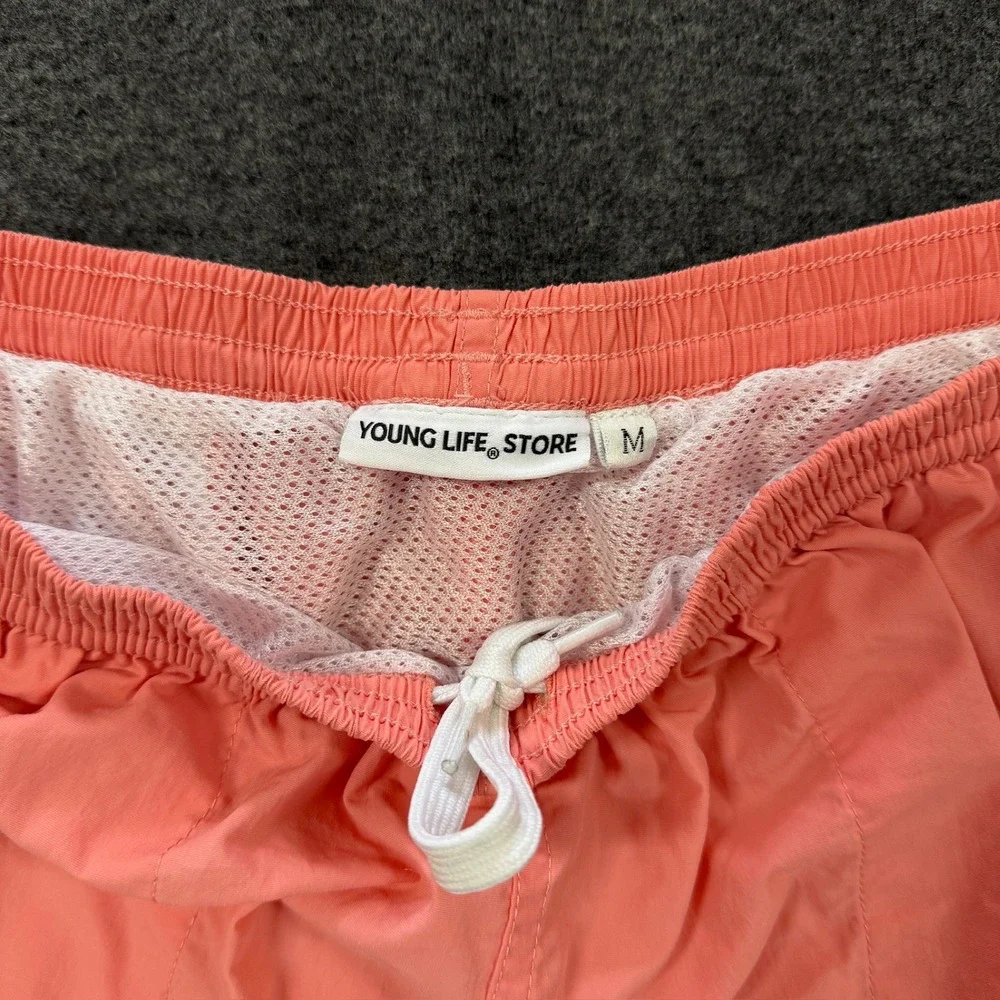 Young Life Swim Trunks Mens Medium Pink Good Mesh Lined Nylon Shorts